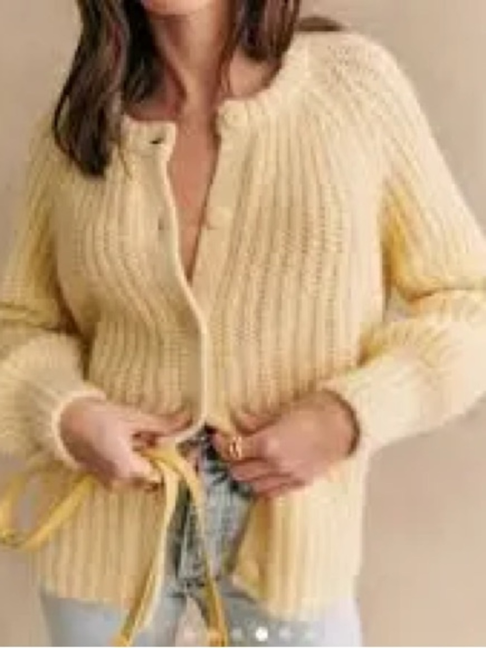 Sezane Emile Cardigan   Size Small Pastel Yellow